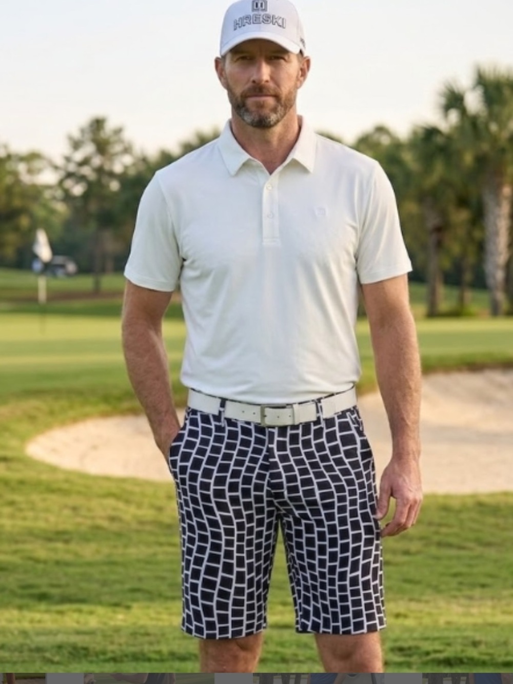 Hreski Patterned Square Golf Shorts Men’s 38